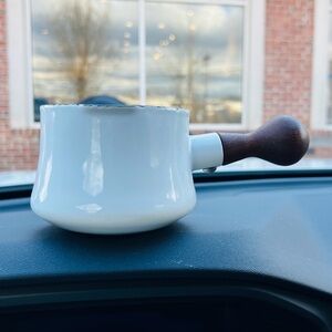 Dansk White Saucepan with Wooden Handle